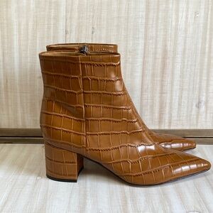 Marc Fisher Brown Croc-Patterned Booties